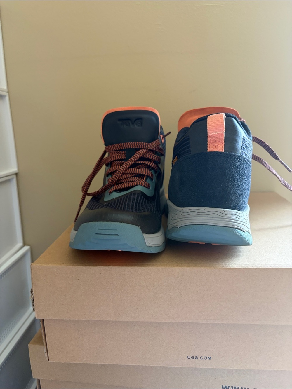 Teva Black and Teal Lace-Up Women's Boots with Orange Accents - Picture 3 of 3